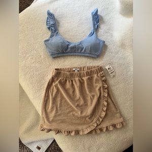 Bar III Terry cloth skirt and crop top.